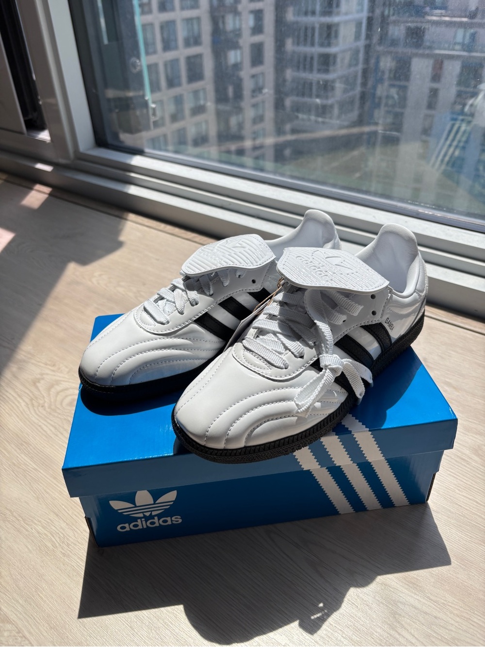 adidas White and Black Samba LT Sneakers